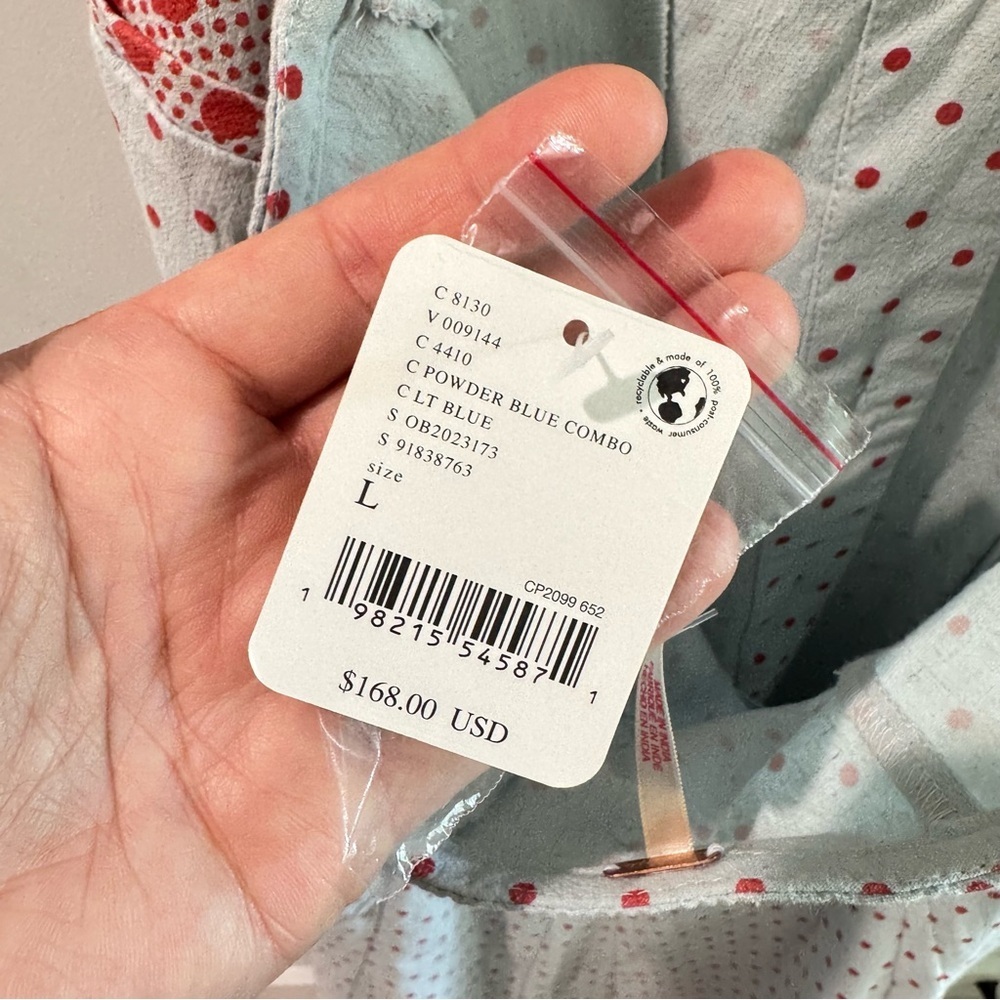 NWT Free People Stelladonna Linen Blend Polka Dot Midi Dress Large - Picture 7 of 8